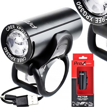 PROX PICTOR LAMPA PRZÓD CREE 350Lm USB LAMPKA 4-FUNKCJE DO 3h 750mAh