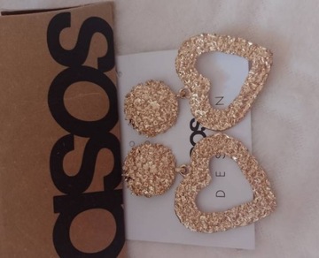 ASOS/ Duże, Bogato zdobione kolczyki serca z Londynu, NOWE