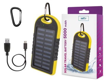 Power bank solarny Setty 5000 mAh żółty