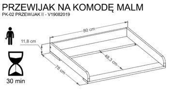 Przewijak nakładka na komodę MALM Ikea