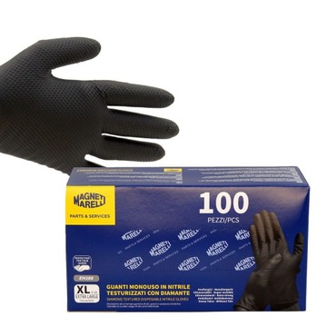 RĘKAWICE RĘKAWICZKI NITRYLOWE MAGNETI MARELLI CZARNE TEKSTUROWANE - XL