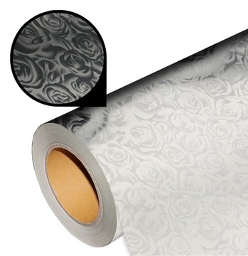 Folia cienka Flex Foil SFO-125 Rose Patterned Silver 1 mb