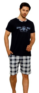 PIŻAMA MĘSKA BAWEŁNA SPORT KRÓTKI RĘKAW M L XL 2XL