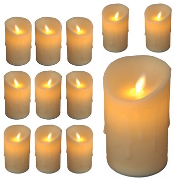 12x ŚWIECZKI LED ZESTAW RUCHOMY PŁOMIEŃ WKŁAD 11CM