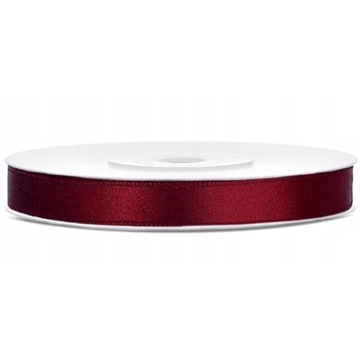 Taśma tasiemka wstążka satynowa 25m x 6mm bordowa rolka