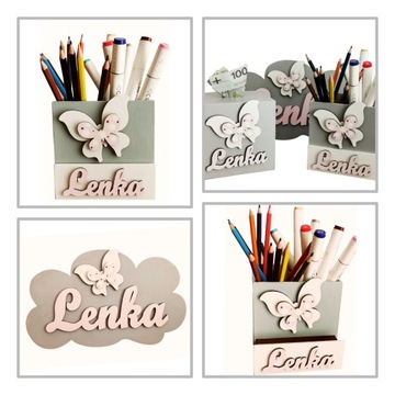 Настольный органайзер с буквами имени ребенка.