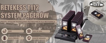 Retekess T112 System Przywoławczy, 500M System Pagera Restauracji, 20 Pager