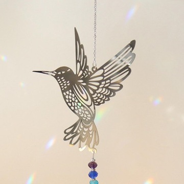 Хрустальные стеклянные подвески Люстра из нержавеющей стали Подвесное украшение Колибри 42см