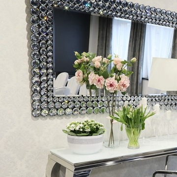 Srebrne lustro glamour prostokątne 97x180 M-0533-3