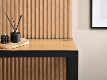 МОДНАЯ КОНСОЛЬ ДЛЯ ПРИХОЖЕЙ IBEN 100 ДУБОВАЯ ПОВЕРХНОСТЬ НА ПОЛОЖИЯХ, ЧЕРНЫЙ ЛОФТ