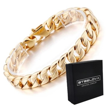 MĘSKA BRANSOLETKA PANCERKA 18K ZŁOTO 12 mm 60 g