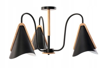 LAMPA WISZĄCA SKANDYNAWSKA CZARNA DREWNIANA KLOSZE APP605