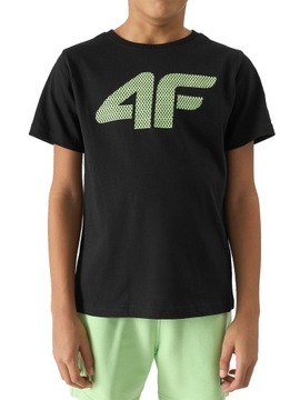 T-SHIRT CHŁOPIĘCY 4F czarna koszulka bawełna TTSHM1115 140