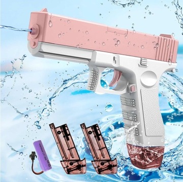 ELEKTRYCZNY PISTOLET NA WODĘ AUTOMATYCZNY DWA MAGAZYNKI NA LATO + BATERIA