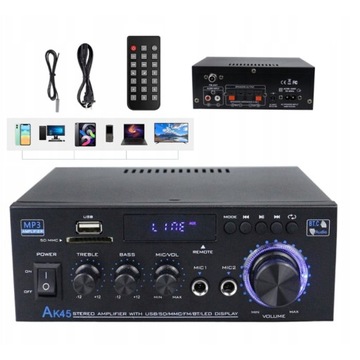 СТЕРЕОУСИЛИТЕЛЬ HIFI BLUETOOTH 5.0 КАНАЛ 2.0 АУДИОПЛЕЕР 40 Вт + 40 Вт