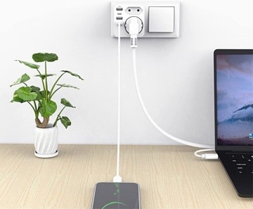 ДОРОЖНЫЙ АДАПТЕР «6 В 1» РАЗЪЕМ ЕС-Великобритания С 3 ПОРТАМИ USB И 1 ПОРТОМ USB-C
