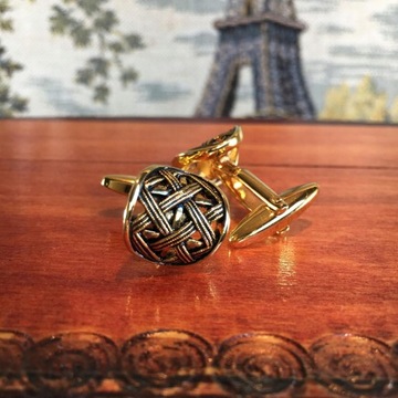 Złote rustykalne spinki mankietowe do koszuli