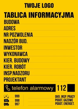 TABLICA Budowlana z Twoim Logo OA091 BHP