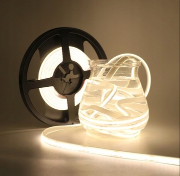 TAŚMA LED COB WODODOPORNA IP67 BIAŁA NEUTRALNA 4000K BEZPUNKTOWA 9W/m 12V
