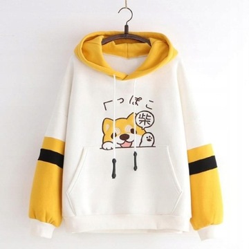 Harajuku Shiba Inu Kawaii Ucha Bluza z kapturem Ko