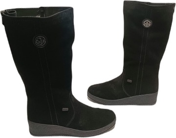 Kozaki szeroka cholewka RIEKER Y4470 CZARNY zamsz membrana TEX r40