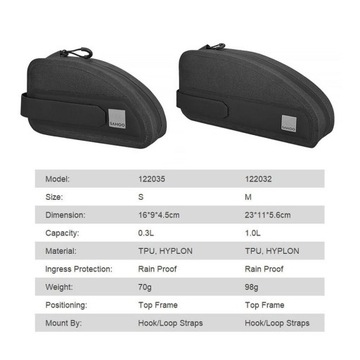 ВЕЛОСИПЕДНАЯ СУМКА SANIT 0,3 Л ДЛЯ РАМЫ НА МОЛНИИ САХО