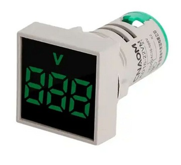 WOLTOMIERZ 20-500VAC KWADRATOWY 29X29MM PANELOWY PRZYKRĘCANY ZIELONY
