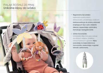 TAF TOYS Pałąk Łuk z zabawkami zawieszkami do wózka Zajączek Rośnij ze Mną