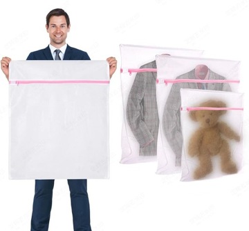 SIATKA WOREK NA PRANIE KOCÓW UBRAŃ POŚCIELI 3 SZT 110/90I 80/60CM