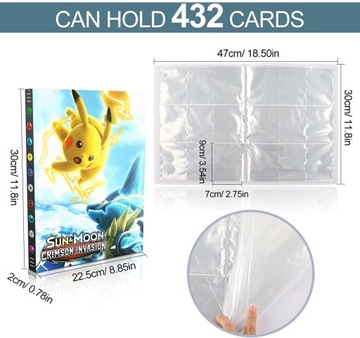 Большой альбом карточек с покемонами на 432 карточки с Пикачу + 100 карточек в подарок в подарок