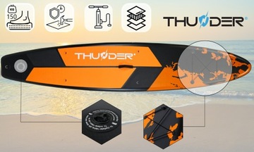 ОГРОМНАЯ надувная доска SUP 365 СМ, ПРОЧНОЕ сиденье, НАБОР Thunder SET