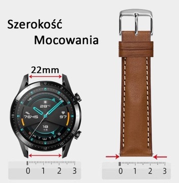 PASEK SKÓRZANY 22mm do ZEGARKA SMARTWATCH SAMSUNG HUAWEI XIAOMI BRĄZOWY