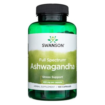 SWANSON ASHWAGANDHA 450MG ŻEŃ-SZEŃ INDYJSKI PAMIĘĆ