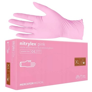 Rękawiczki Nitrylowe Jednorazowe RÓŻOWE Bezpudrowe NITRYLEX PINK XL 100 szt