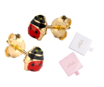 ZŁOTE KOLCZYKI DLA DZIEWCZYNKI BIEDRONKI PREZENT NA CHRZEST ROCZEK DZIECKO