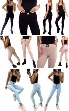 LEGGINSY ZŁOTE JASKÓŁKI PRĄŻKOWANE GETRY PINKO XS