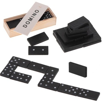 DOMINO DREWNIANE KLOCKI GRA RODZINNA + PUDEŁKO