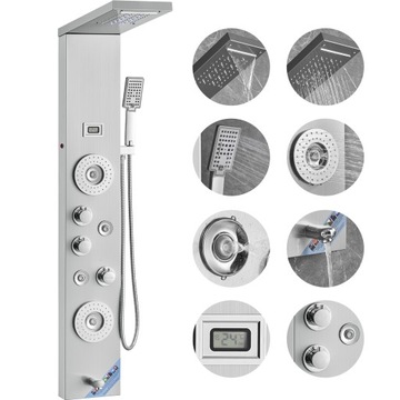 VEVOR Panel Prysznicowy 52,9 x 7,9 x 18,1 Cala 6 Trybów Prysznic Naścienny