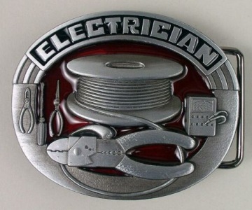 Elektryk electrician zawód klamra stare srebro
