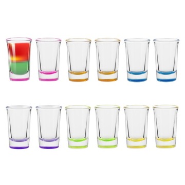 KOMPLET KIELISZKÓW Do Wódki Shotów Na Imprezę 12x40 ml DNO MIX KOLORÓW
