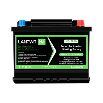 BATERIA SODOWO-JONOWA AKUMULATOR 12V 50AH 610WH BMS CYKLU 6000 LANPWR