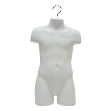 Biały manekin dziecięcy z połową ciała i tułowiem do płaszczy 52 cm
