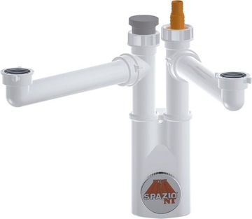 LIRA SPAZIO 2 СИФОН, компактный для моек с двумя чашами,