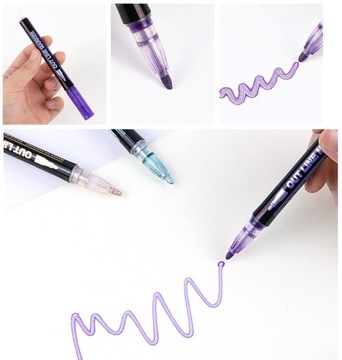 Маркеры Маркеры Металлические маркеры Double Line Contour 12 шт. Набор