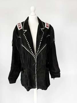 Замшевая куртка в стиле вестерн с бахромой в винтажном ковбойском индийском стиле