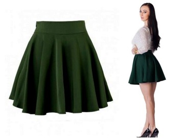 Chabrowa SPÓDNICZKA rozkloszowana z KOŁA na ZAMEK różne KOLORY XS (34)