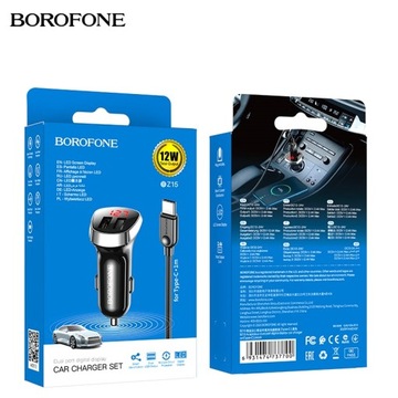 Borofone BZ15 Auspicious автомобильное зарядное устройство 2xUSB 2.4A с кабелем USB to T