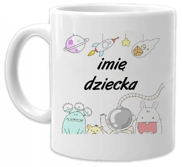 Kubek z nadrukiem prezent dla dziewczynki chłopca imię dziecka mix wzorów