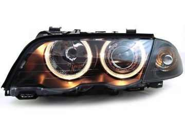 Lampy przednie BMW E46 1998-2001ringi przód sedan kombi Depo black H7/H7
