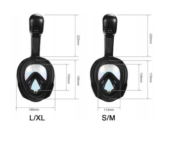 ПОЛНОЛИЦЕВАЯ МАСКА ДЛЯ ПЛАВАНИЯ, БЕЗ ФУГА, СКЛАДНАЯ L/XL